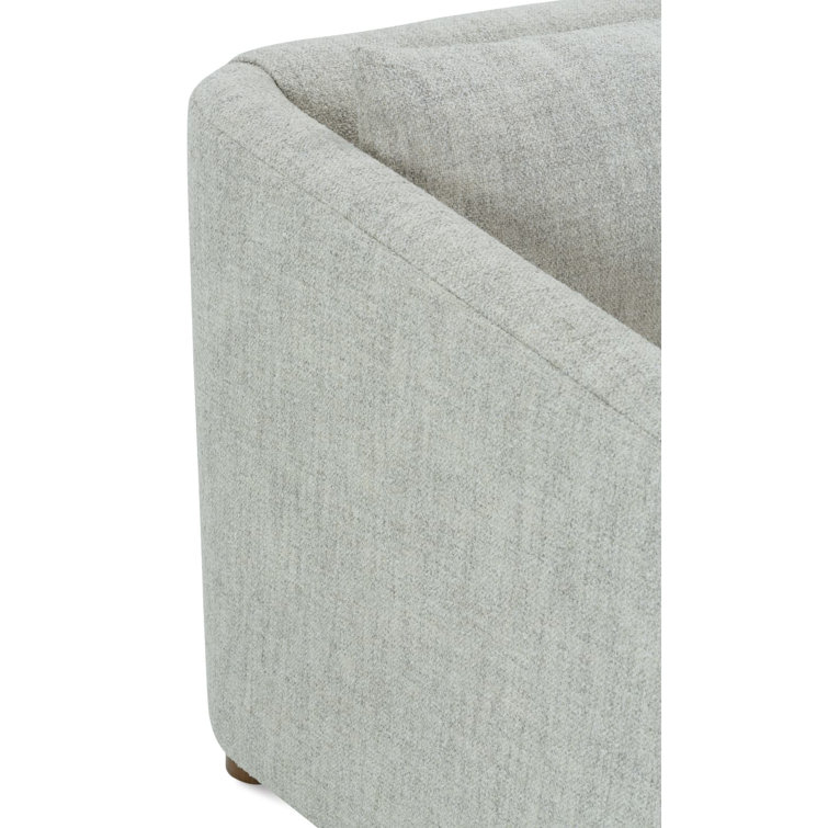 Platinum Polyester Sofa with Latte Legs and Track Arms