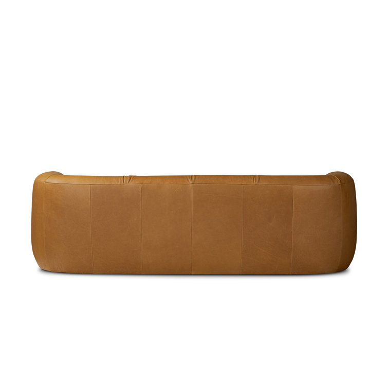 Gerrie 95" Brown Leather Sofa with Plush Cushions