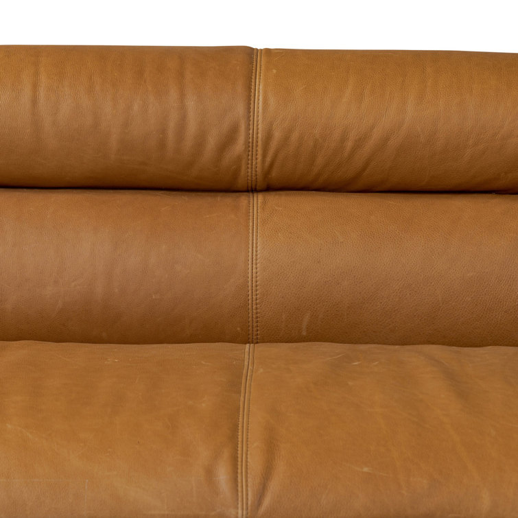 Gerrie 95" Brown Leather Sofa with Plush Cushions