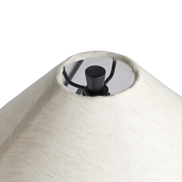 Black Cast Aluminum Tripod Table Lamp with Linen Shade