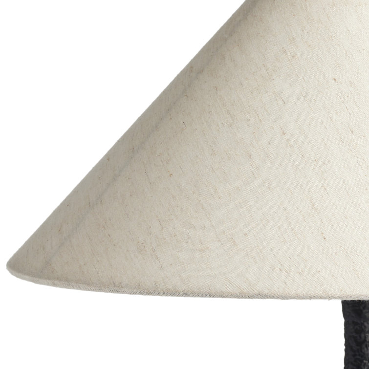 Black Cast Aluminum Tripod Table Lamp with Linen Shade