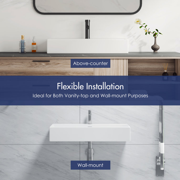Turner 30" White Ceramic Wall-Mount Rectangular Sink