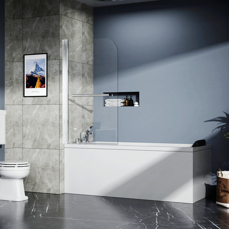31" x 55" Frameless Tempered Glass Bathtub Shower Door