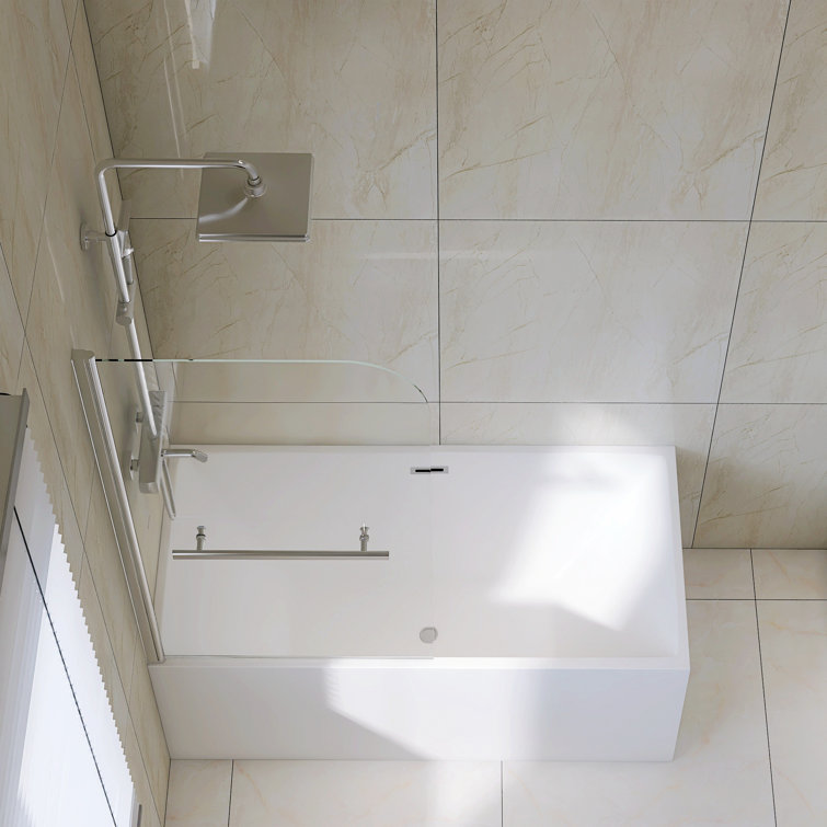 31" x 55" Frameless Tempered Glass Bathtub Shower Door