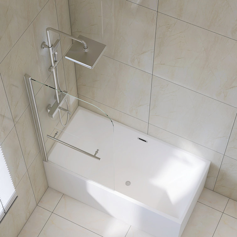 31" x 55" Frameless Tempered Glass Bathtub Shower Door