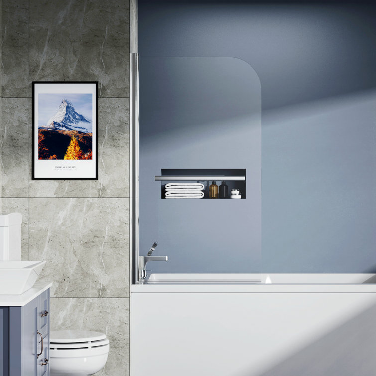 31" x 55" Frameless Tempered Glass Bathtub Shower Door