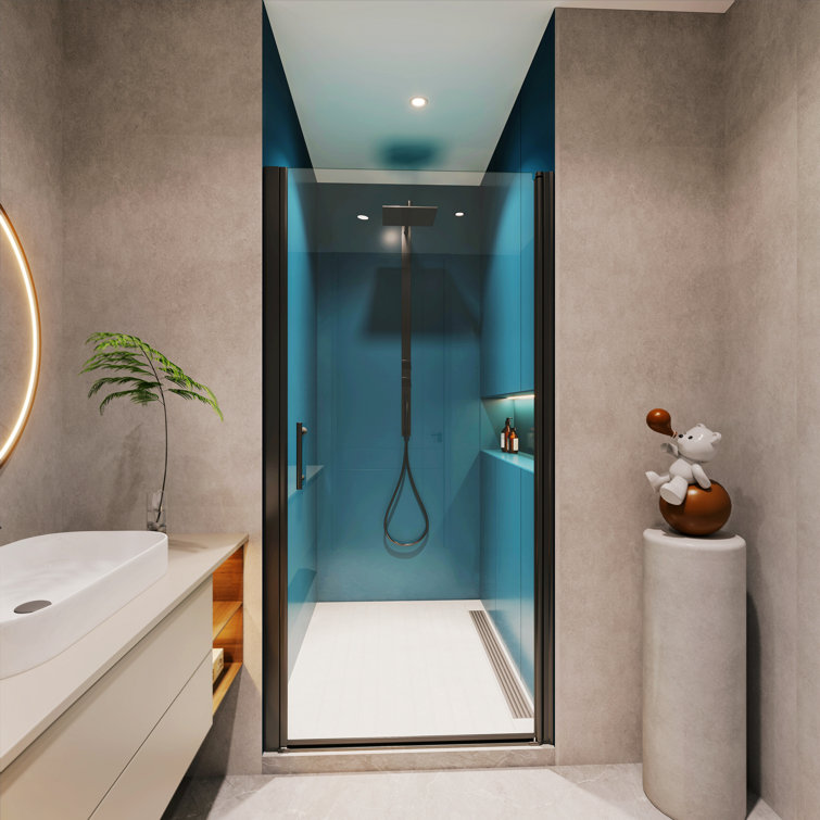 Matte Black 30" x 72" Pivot Glass Shower Door