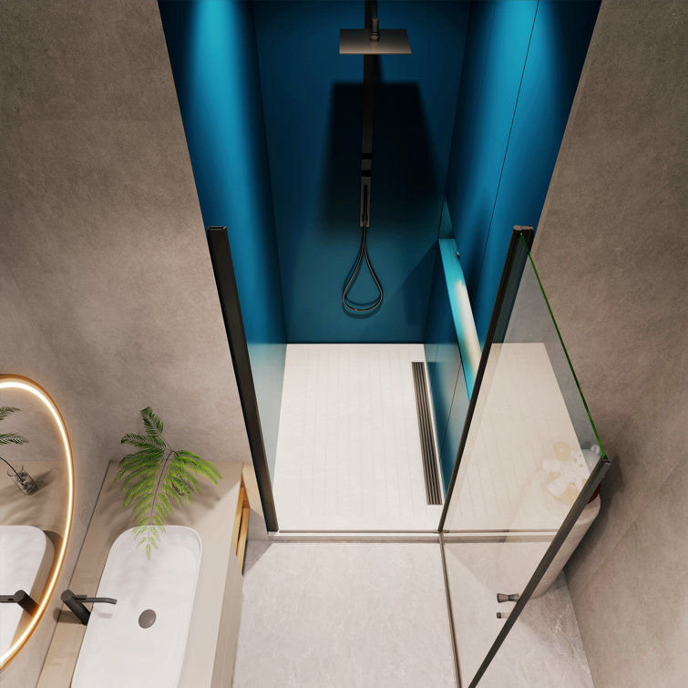 Matte Black 30" x 72" Pivot Glass Shower Door