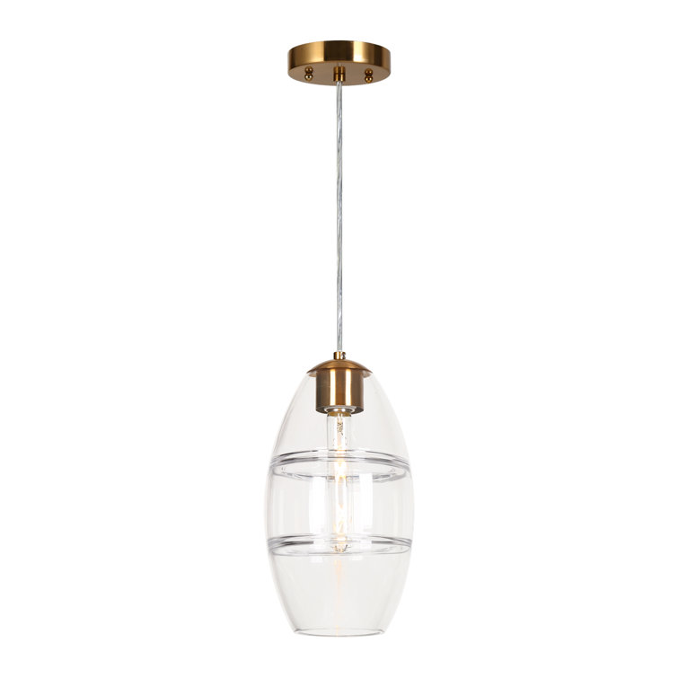 Celery Gold Mini Drum Pendant with Clear Glass Shade