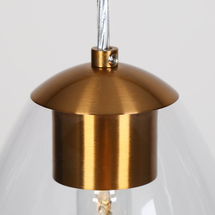 Celery Gold Mini Drum Pendant with Clear Glass Shade