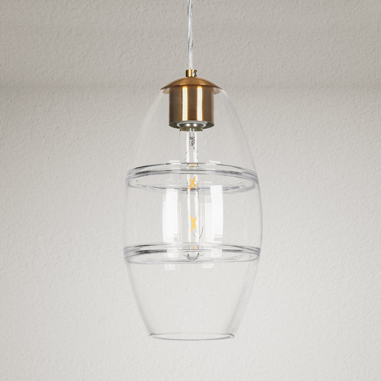 Celery Gold Mini Drum Pendant with Clear Glass Shade