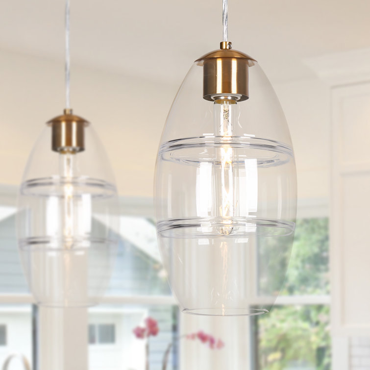 Celery Gold Mini Drum Pendant with Clear Glass Shade