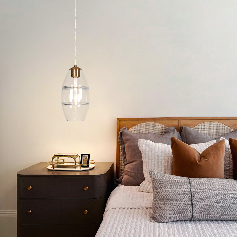 Celery Gold Mini Drum Pendant with Clear Glass Shade