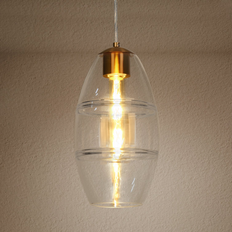 Celery Gold Mini Drum Pendant with Clear Glass Shade