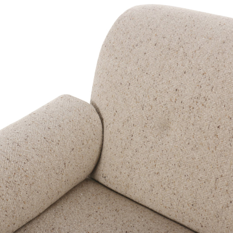 Taupe Linen Blend Cushioned Armchair with Solid Wood Frame
