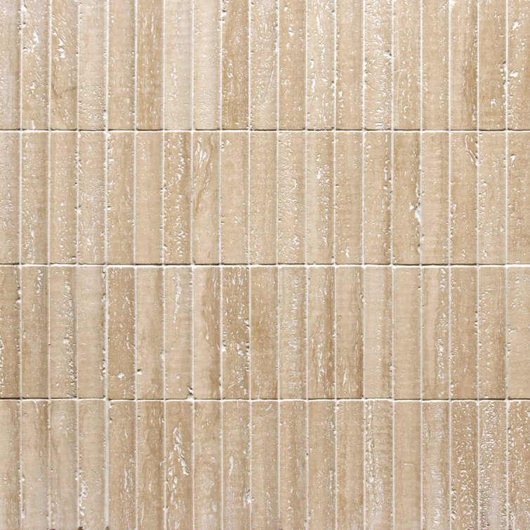 12.52" x 11.89" Honed Travertino Marble Mosaic Tile