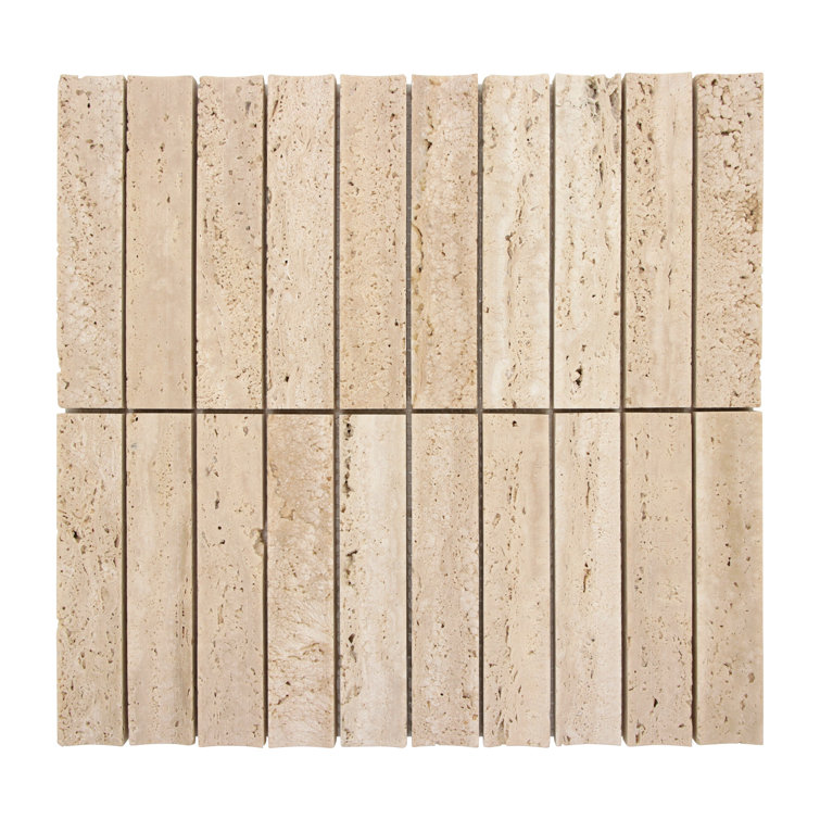 12.52" x 11.89" Honed Travertino Marble Mosaic Tile