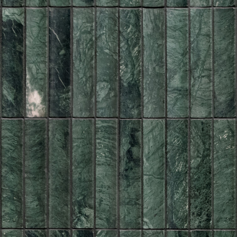 12.52" x 11.89" Honed Indian Green Marble Mosaic Tile