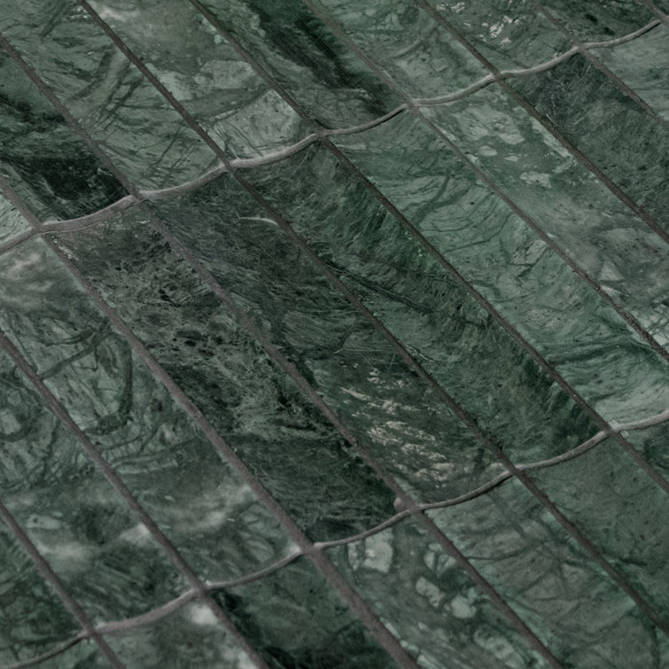 12.52" x 11.89" Honed Indian Green Marble Mosaic Tile