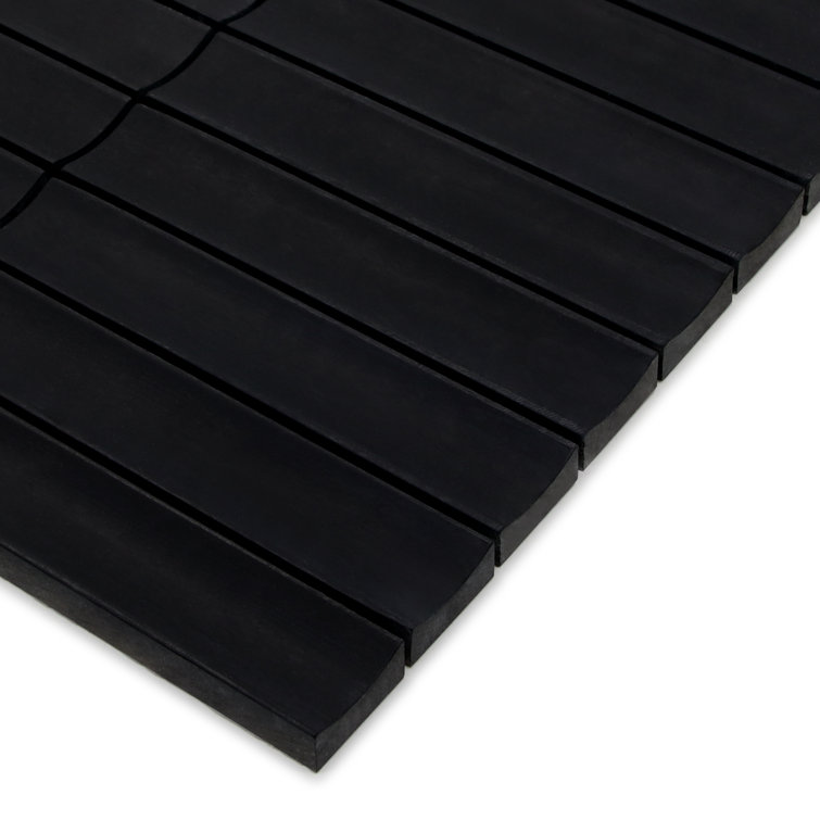 12.52" x 11.89" Black Honed Marble Mosaic Tile