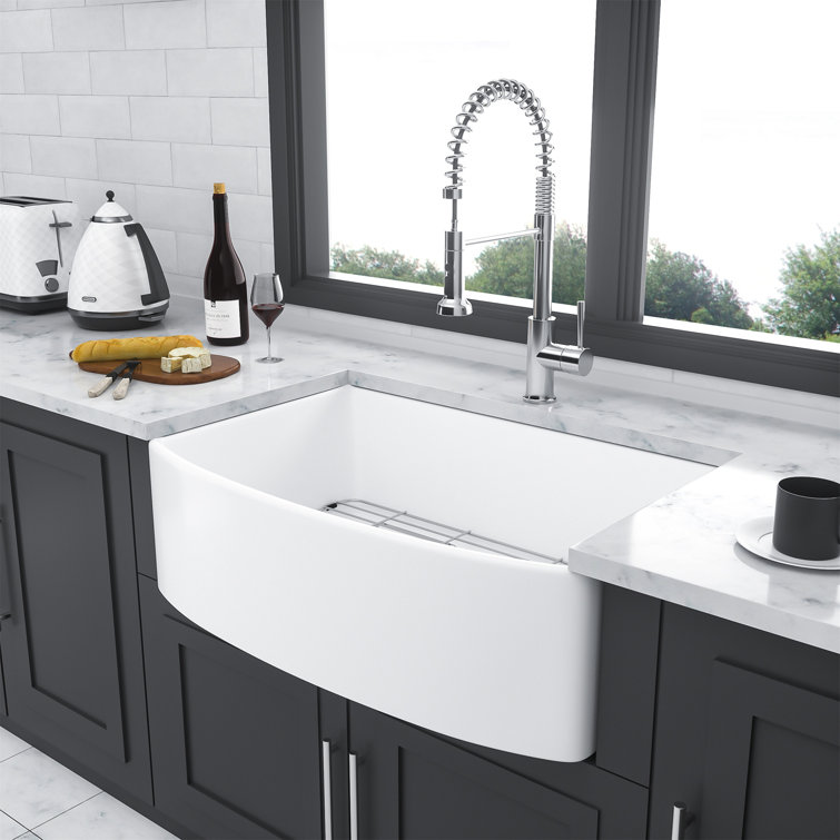 30" White Ceramic Apron Front Farmhouse Kitchen Sink
