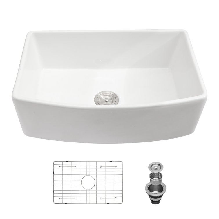 30" White Ceramic Apron Front Farmhouse Kitchen Sink