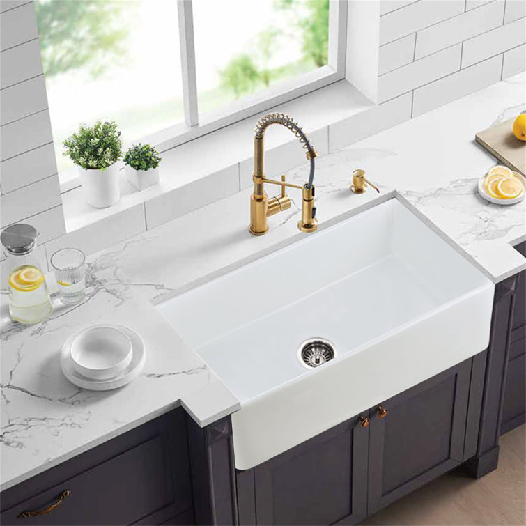 30 Inch White Ceramic Farmhouse Apron-Front Kitchen Sink