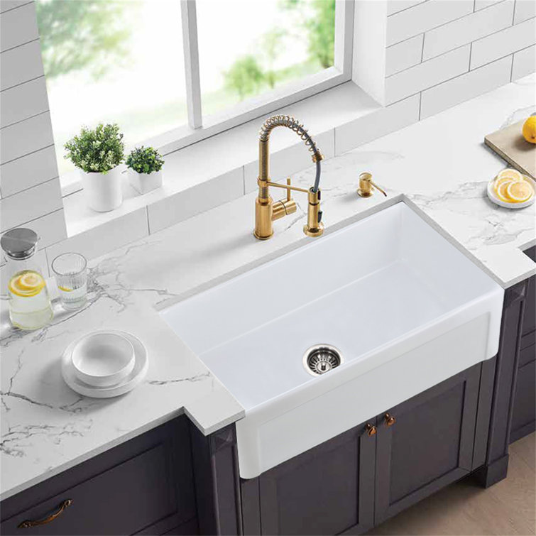 30 Inch White Ceramic Farmhouse Apron-Front Kitchen Sink
