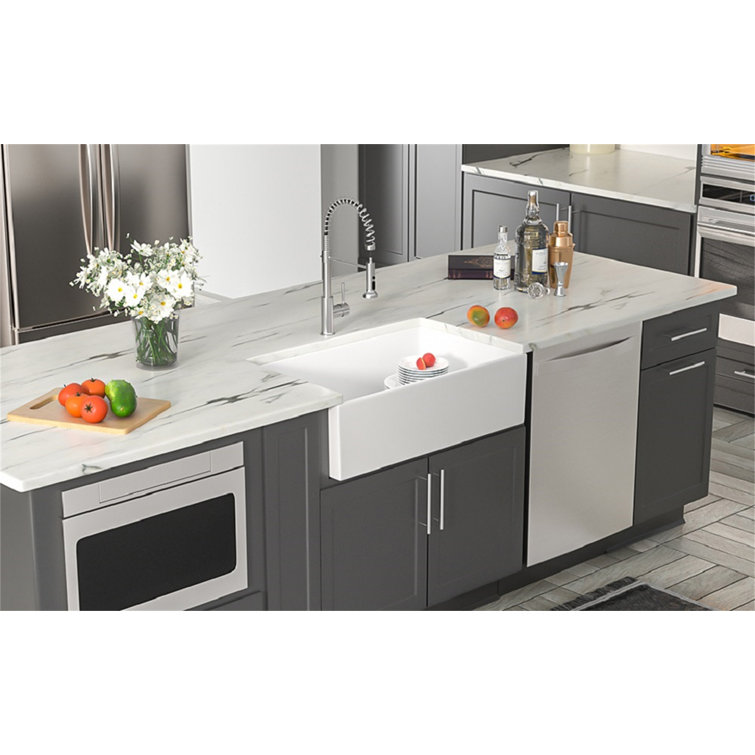 30 Inch White Ceramic Farmhouse Apron-Front Kitchen Sink