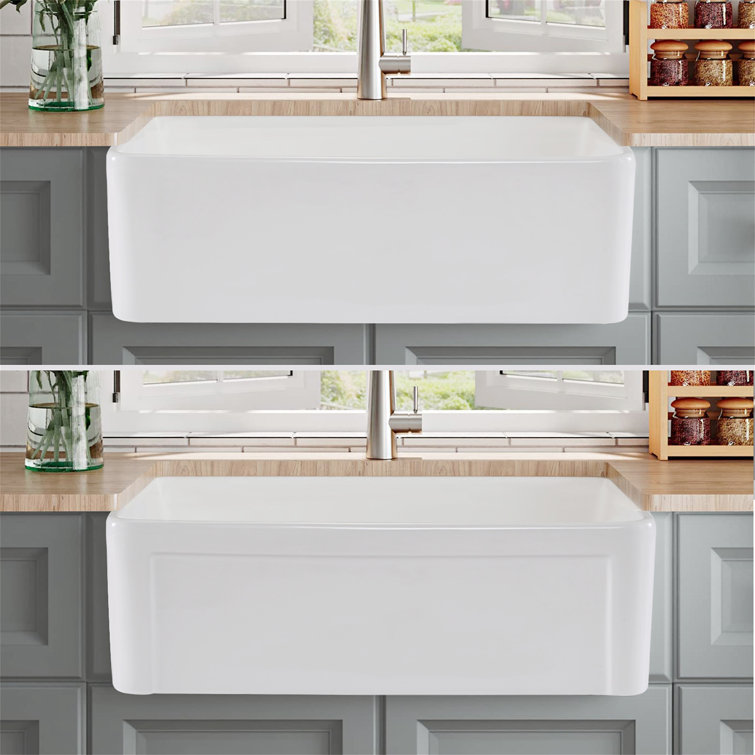 30 Inch White Ceramic Farmhouse Apron-Front Kitchen Sink