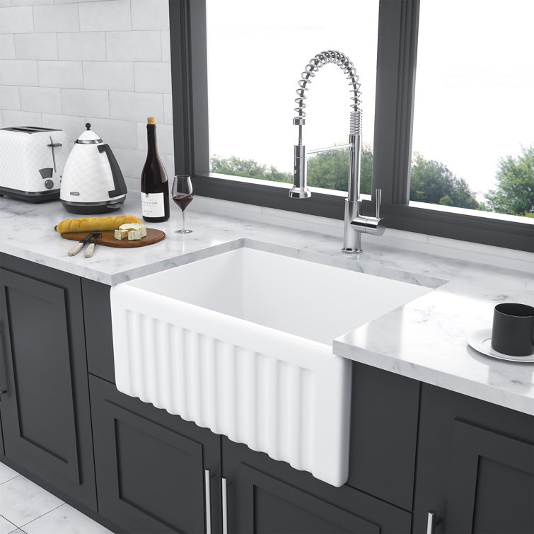 White Ceramic 24" Farmhouse Apron Kitchen Sink