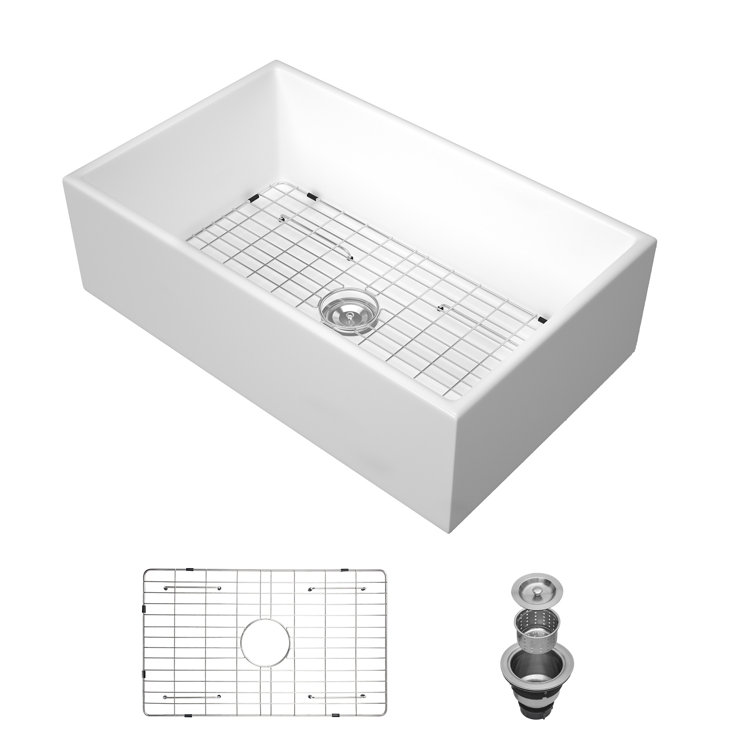 36-Inch White Ceramic Farmhouse Single Bowl Kitchen Sink
