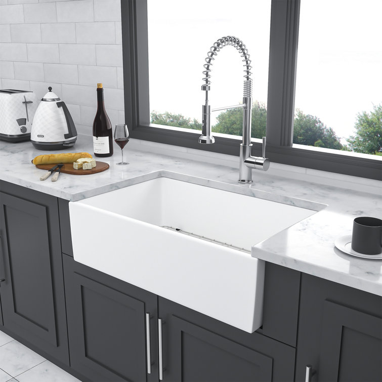 36-Inch White Ceramic Farmhouse Single Bowl Kitchen Sink