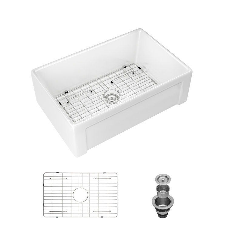30-Inch White Ceramic Farmhouse Apron-Front Kitchen Sink