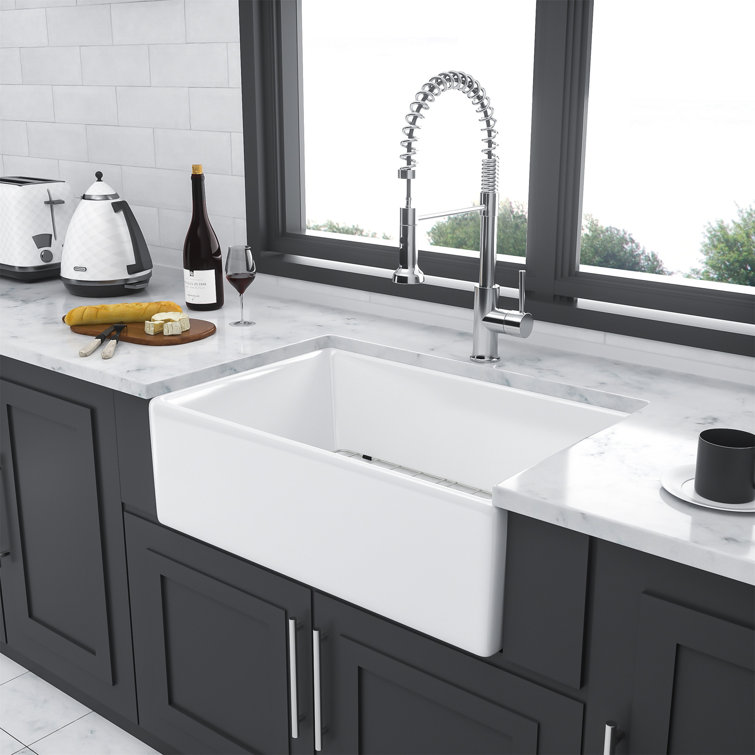 30-Inch White Ceramic Farmhouse Apron-Front Kitchen Sink