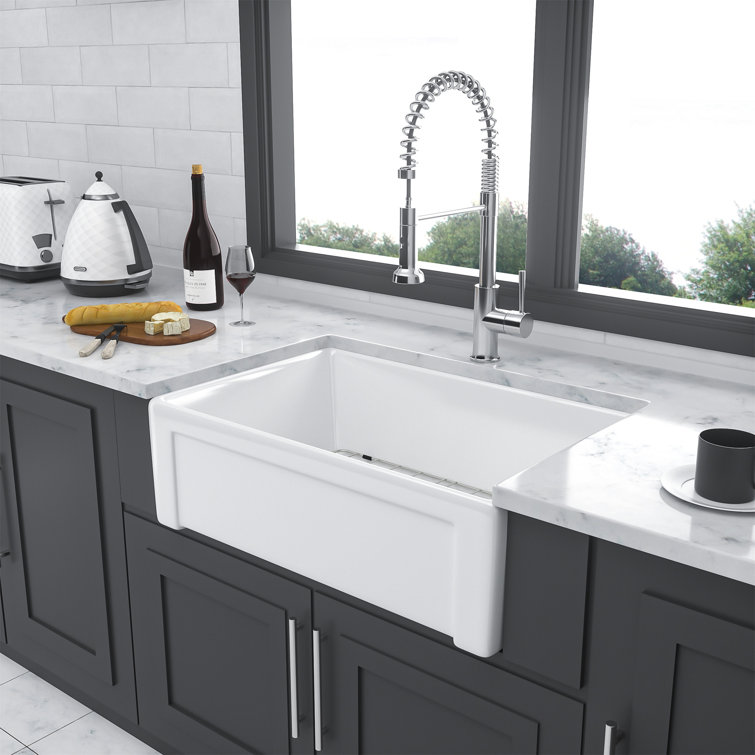 30-Inch White Ceramic Farmhouse Apron-Front Kitchen Sink