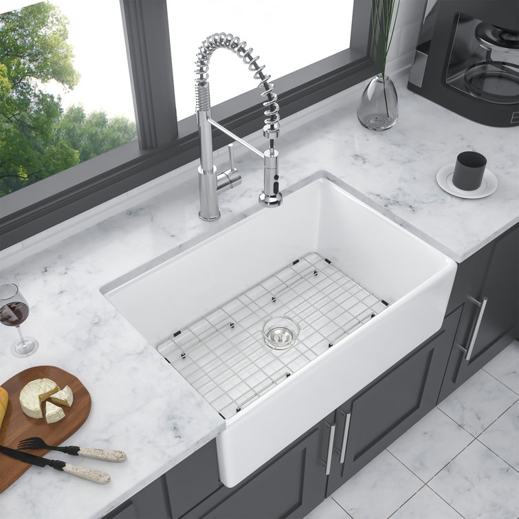 30-Inch White Ceramic Farmhouse Apron-Front Kitchen Sink