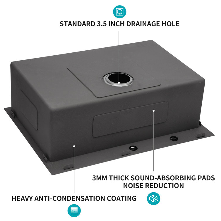 33'' Black Stainless Steel Single Bowl Drop-In Kitchen Sink