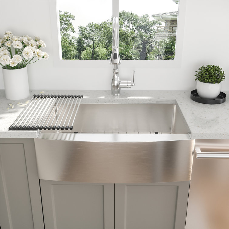 30'' Brushed Nickel Farmhouse Single Bowl Stainless Steel Kitchen Sink