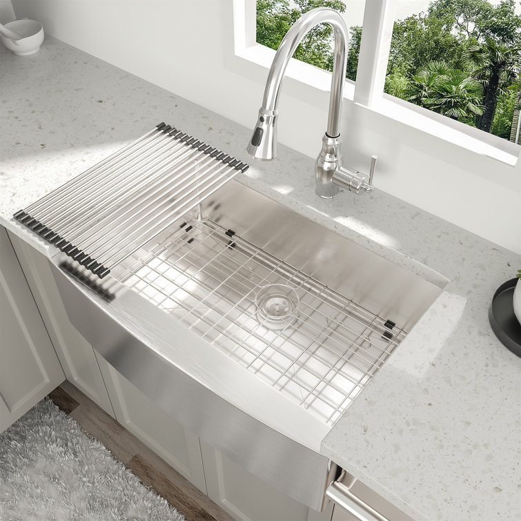 30'' Brushed Nickel Farmhouse Single Bowl Stainless Steel Kitchen Sink