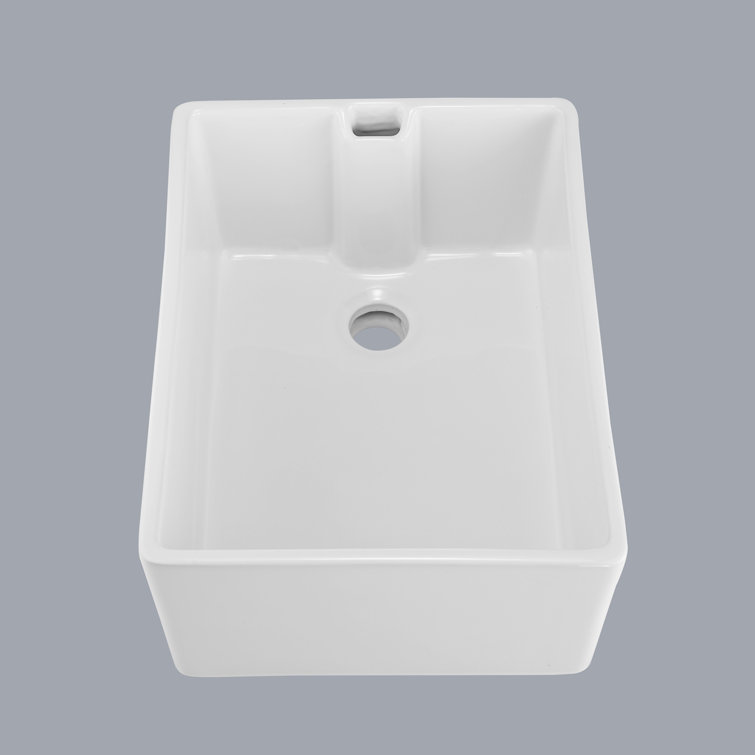 23.6" White Gloss Ceramic Undermount Single Bowl Kitchen Sink