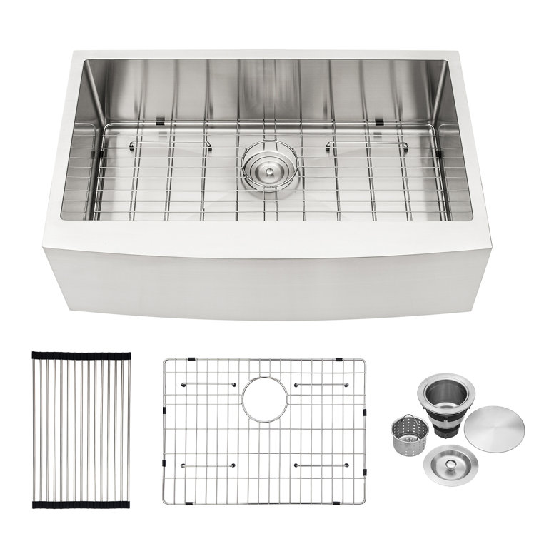 30'' Brushed Nickel Farmhouse Single Bowl Stainless Steel Kitchen Sink