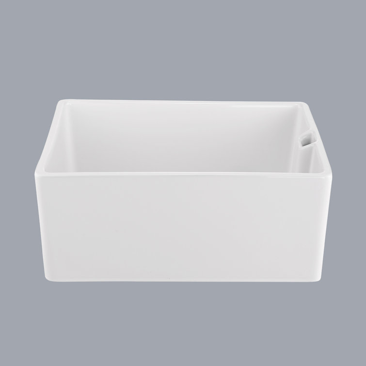 23.6" White Gloss Ceramic Undermount Single Bowl Kitchen Sink