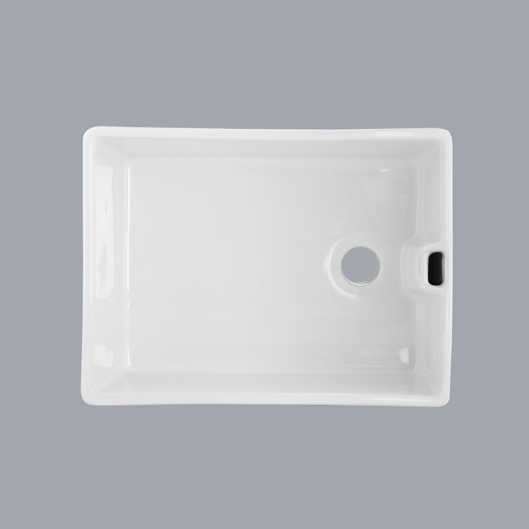 23.6" White Gloss Ceramic Undermount Single Bowl Kitchen Sink
