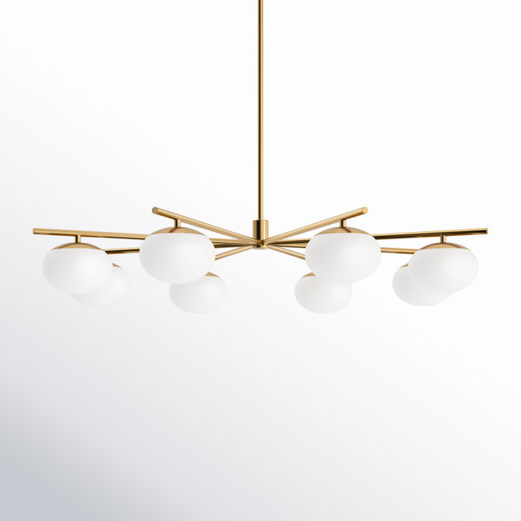 Burnished Brass 8-Light Sputnik Chandelier with Frosted Glass Shades