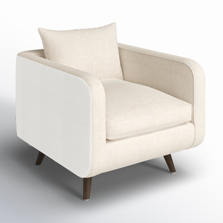 Savile Flax Cream Leather Swivel Accent Chair with Tapered Legs