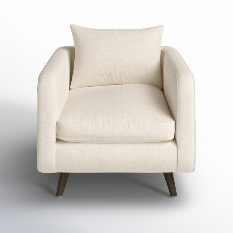Savile Flax Cream Leather Swivel Accent Chair with Tapered Legs