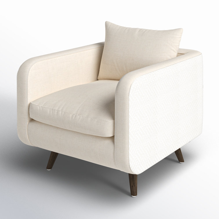 Savile Flax Cream Leather Swivel Accent Chair with Tapered Legs