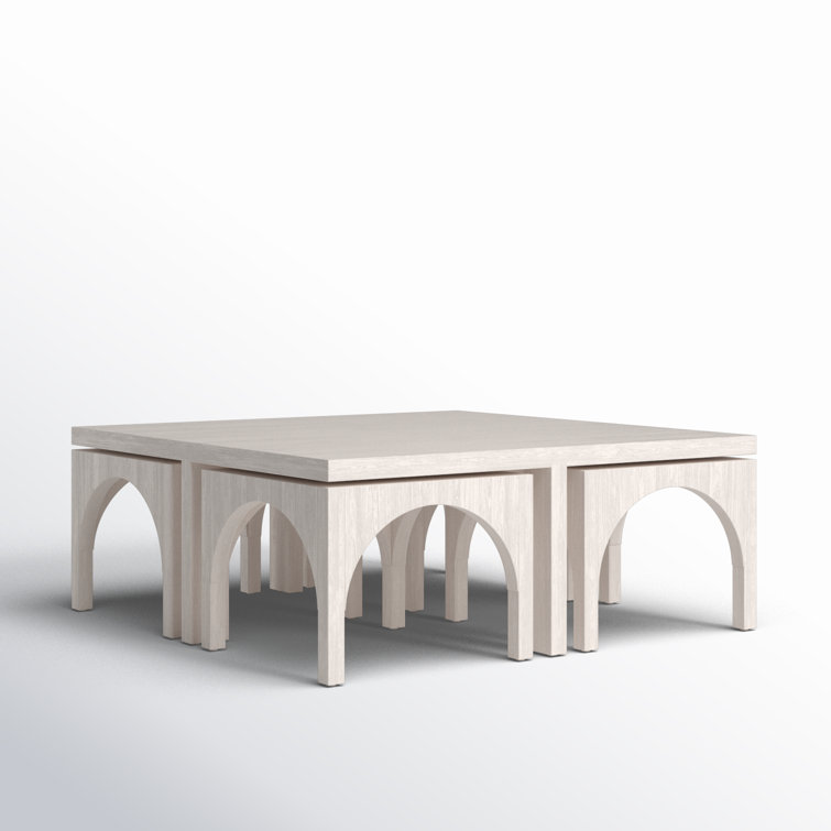 Whitewashed Oak Contemporary Nesting Square Coffee Table