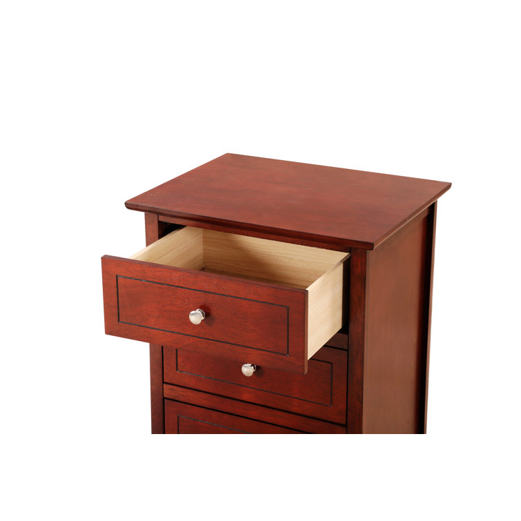 Cherry Wood 3-Drawer Nightstand with Nickel Hardware